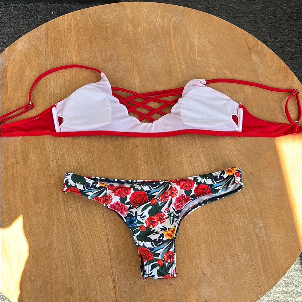 Red Floral Bikini Set - Picture 2 of 3